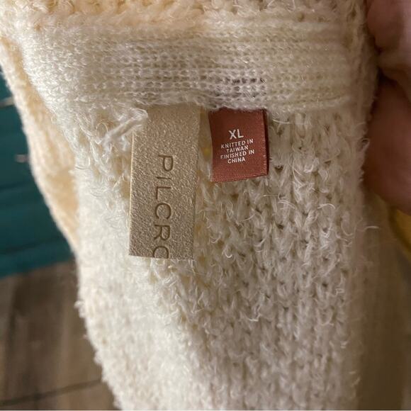 Pilcro Cream Oversized Open Long Cardigan Sweater Soft cotton blend XL cozy - Picture 9 of 9